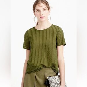 J. Crew Olive Green Striped Blouse